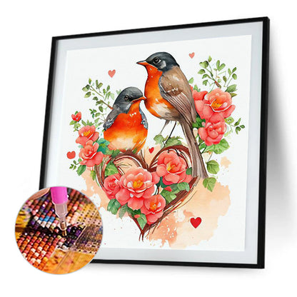 Heart Shaped Bird Nest - Full Round Drill Diamond Painting 30*30CM