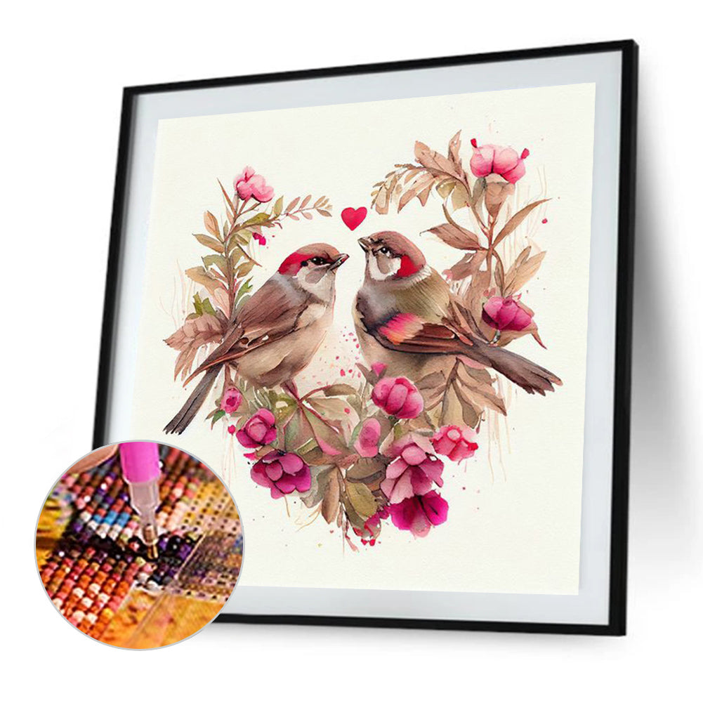 Heart Shaped Bird Nest - Full Round Drill Diamond Painting 30*30CM