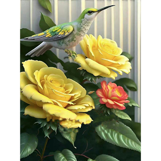 Hummingbird Rose Flower - Full Round Drill Diamond Painting 30*40CM