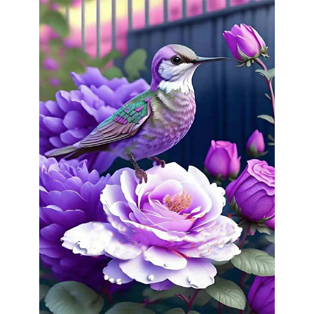 Hummingbird Rose Flower - Full Round Drill Diamond Painting 30*40CM