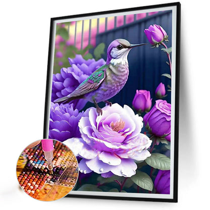 Hummingbird Rose Flower - Full Round Drill Diamond Painting 30*40CM