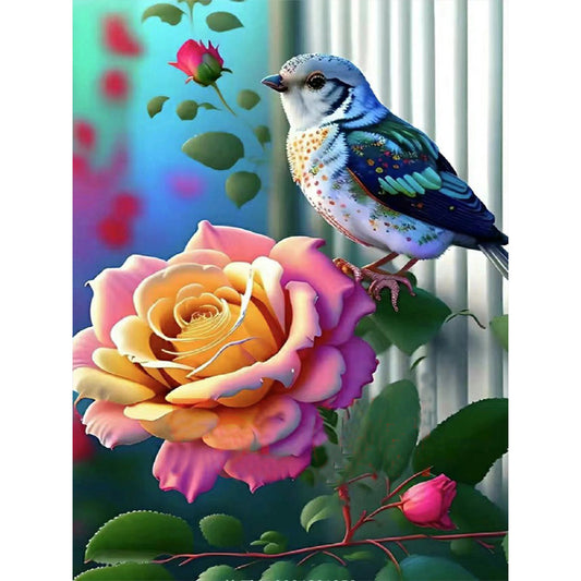 Hummingbird Rose Flower - Full Round Drill Diamond Painting 30*40CM