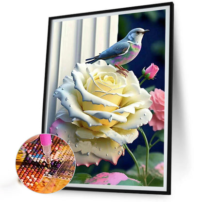 Hummingbird Rose Flower - Full Round Drill Diamond Painting 30*40CM