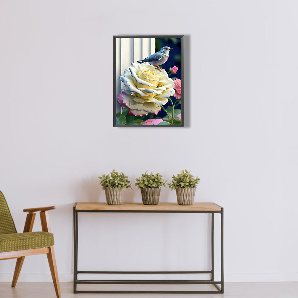 Hummingbird Rose Flower - Full Round Drill Diamond Painting 30*40CM