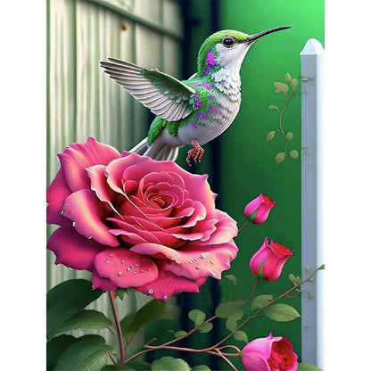 Hummingbird Rose Flower - Full Round Drill Diamond Painting 30*40CM