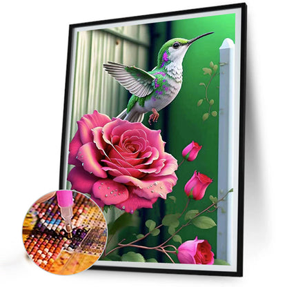 Hummingbird Rose Flower - Full Round Drill Diamond Painting 30*40CM