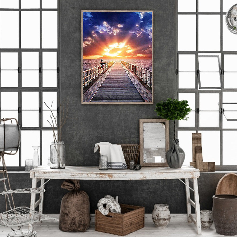 Pier Sunset - Full Round Drill Diamond Painting 40*50CM