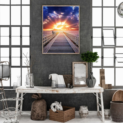 Pier Sunset - Full Round Drill Diamond Painting 40*50CM