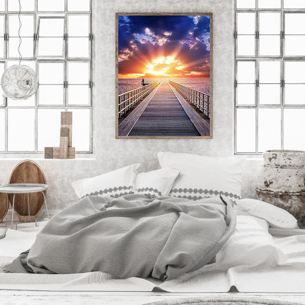 Pier Sunset - Full Round Drill Diamond Painting 40*50CM