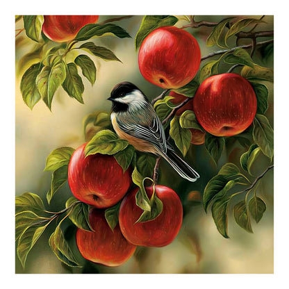 Bird On Apple Tree - Full Round Drill Diamond Painting 30*30CM