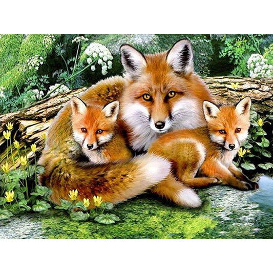 Three Foxes - Full Round Drill Diamond Painting 40*30CM