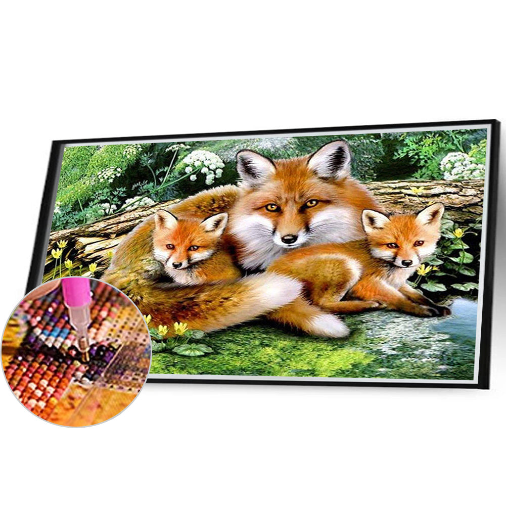 Three Foxes - Full Round Drill Diamond Painting 40*30CM