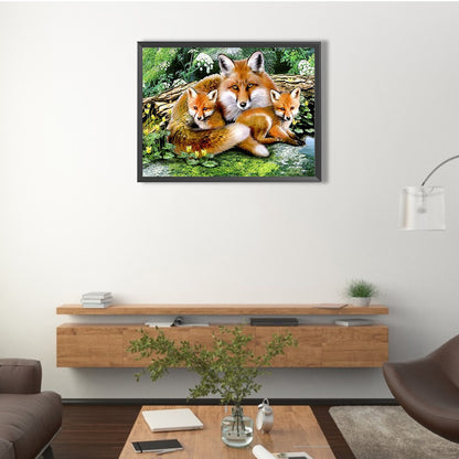 Three Foxes - Full Round Drill Diamond Painting 40*30CM