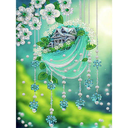 Green Leaf Water Drop Microcosm - Special Shaped Drill Diamond Painting 30*40CM