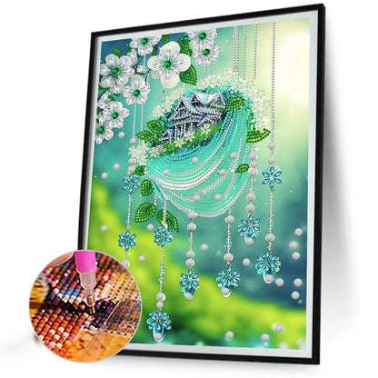 Green Leaf Water Drop Microcosm - Special Shaped Drill Diamond Painting 30*40CM