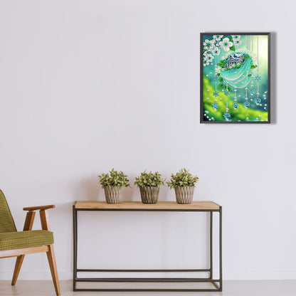 Green Leaf Water Drop Microcosm - Special Shaped Drill Diamond Painting 30*40CM
