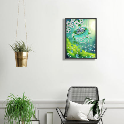 Green Leaf Water Drop Microcosm - Special Shaped Drill Diamond Painting 30*40CM