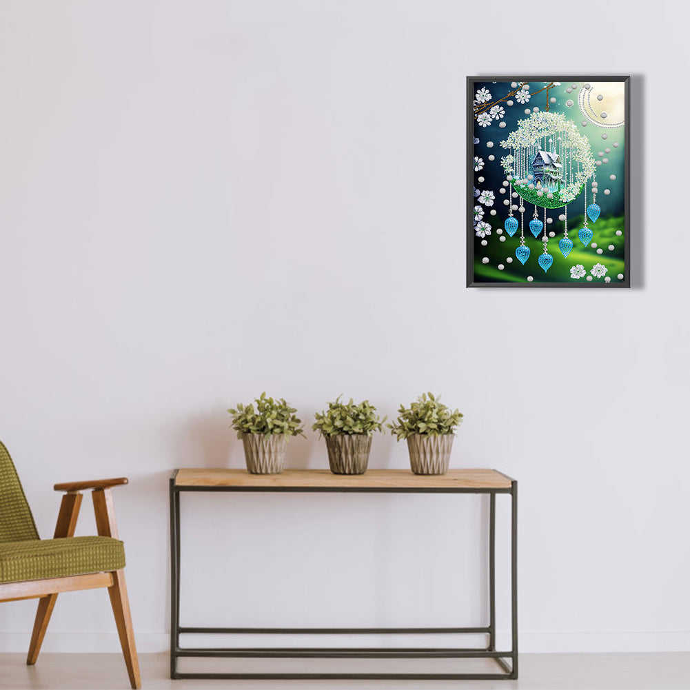 Green Leaf Water Drop Microcosm - Special Shaped Drill Diamond Painting 30*40CM