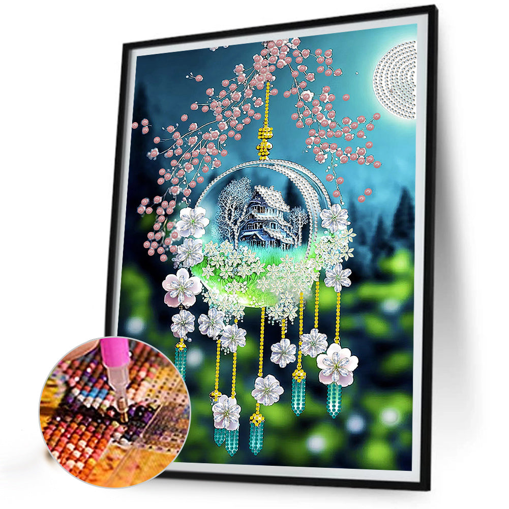 Green Leaf Water Drop Microcosm - Special Shaped Drill Diamond Painting 30*40CM