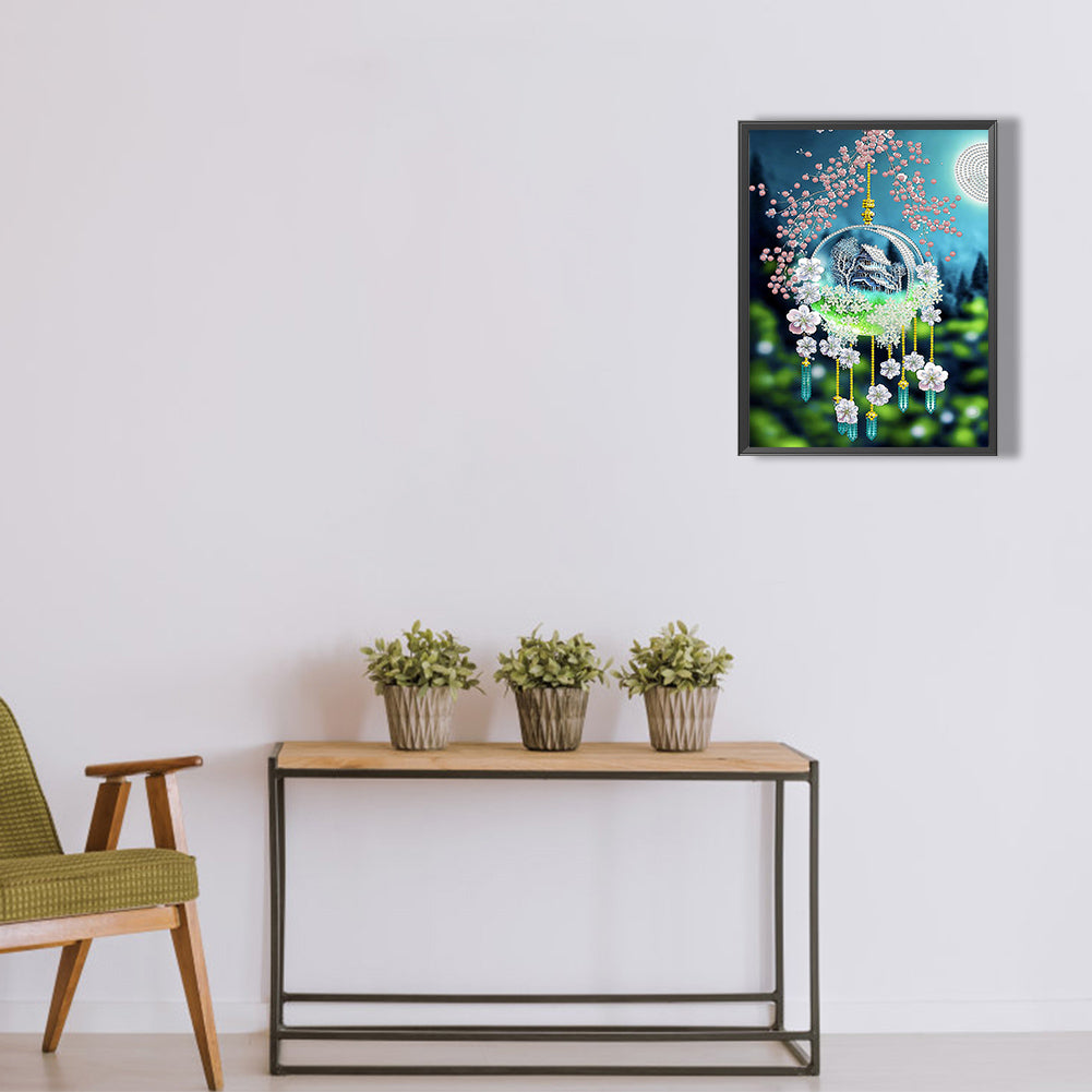 Green Leaf Water Drop Microcosm - Special Shaped Drill Diamond Painting 30*40CM