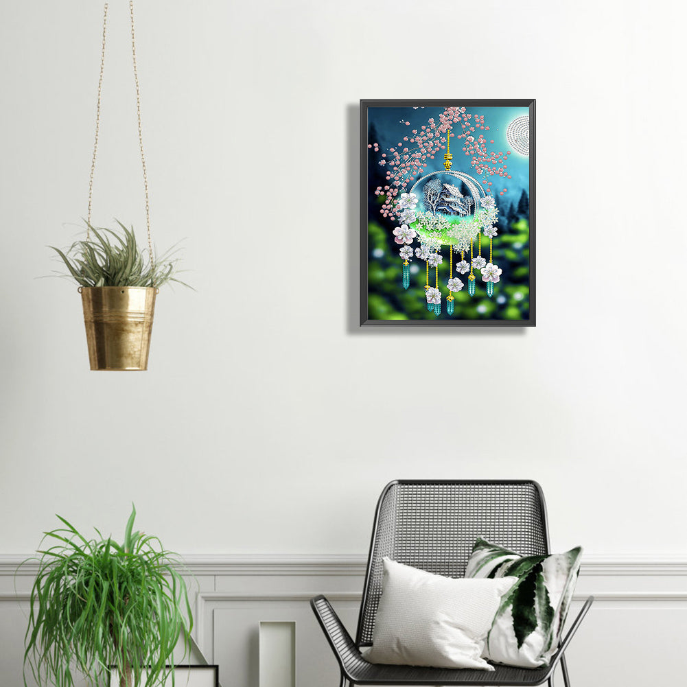 Green Leaf Water Drop Microcosm - Special Shaped Drill Diamond Painting 30*40CM