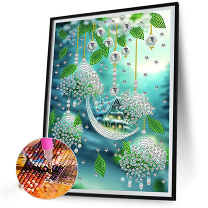 Green Leaf Water Drop Microcosm - Special Shaped Drill Diamond Painting 30*40CM