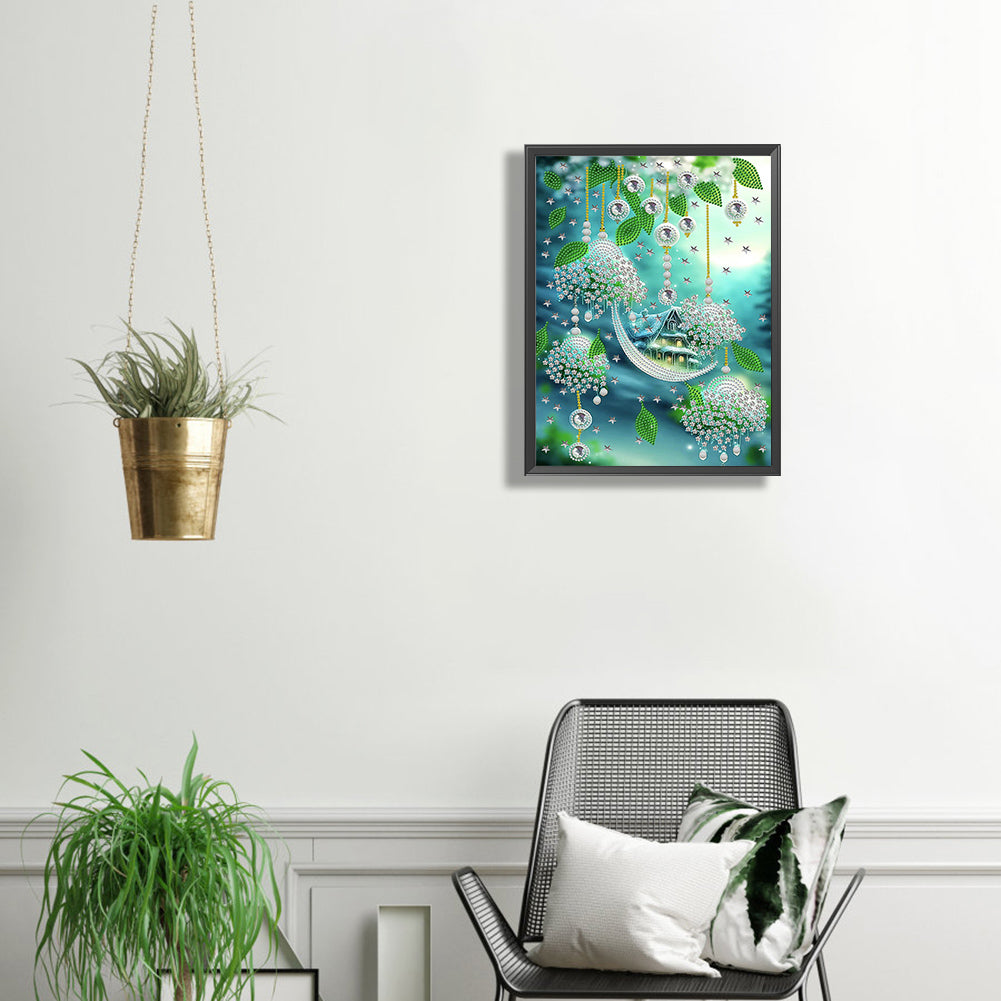 Green Leaf Water Drop Microcosm - Special Shaped Drill Diamond Painting 30*40CM