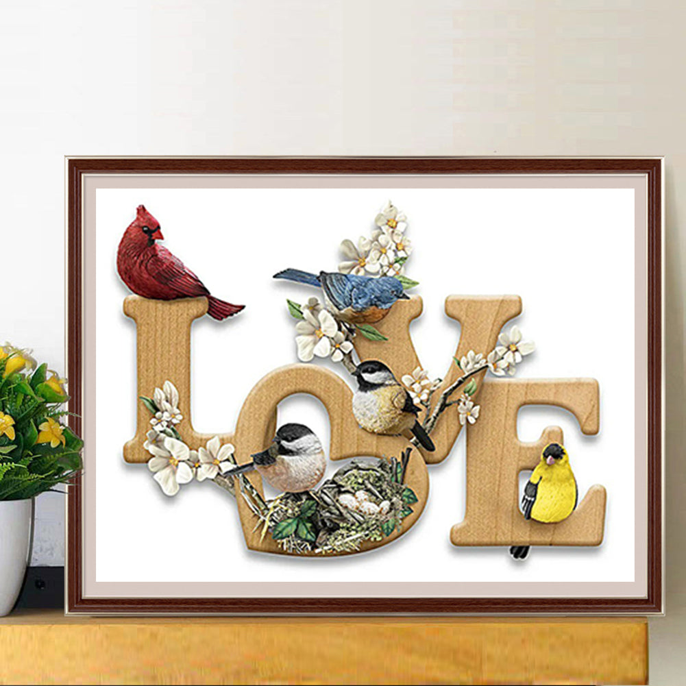 Love Birds - Full Round Drill Diamond Painting 40*30CM