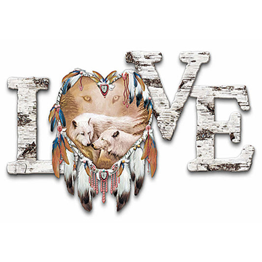 Lov Wolf Dreamcatcher - Full Round Drill Diamond Painting 40*30CM