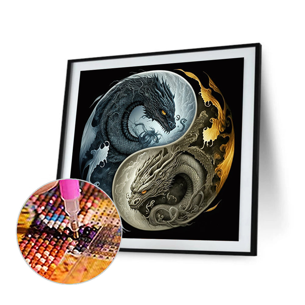 Dragon Yin Yang Diagram - Full Round Drill Diamond Painting 30*30CM