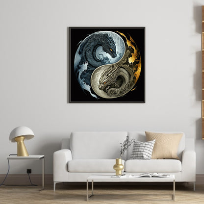 Dragon Yin Yang Diagram - Full Round Drill Diamond Painting 30*30CM