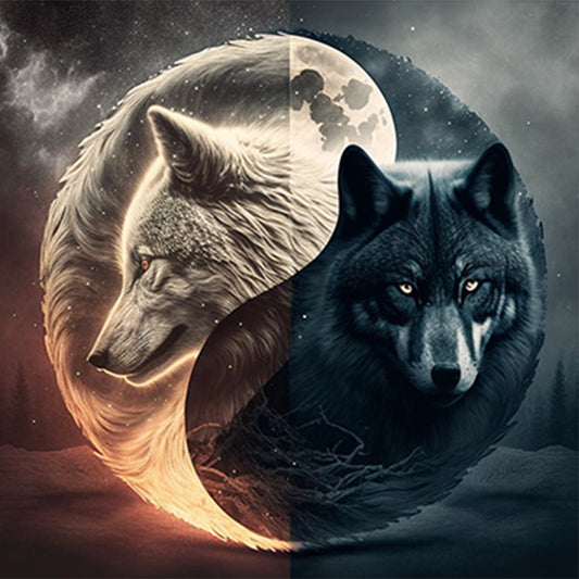 Wolf Yin Yang Diagram - Full Round Drill Diamond Painting 30*30CM