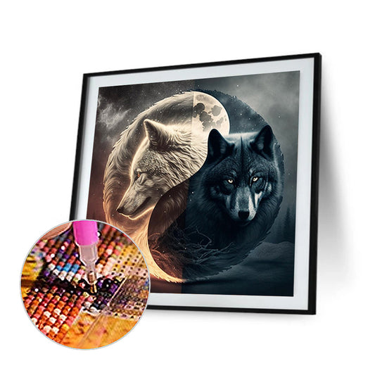 Wolf Yin Yang Diagram - Full Round Drill Diamond Painting 30*30CM