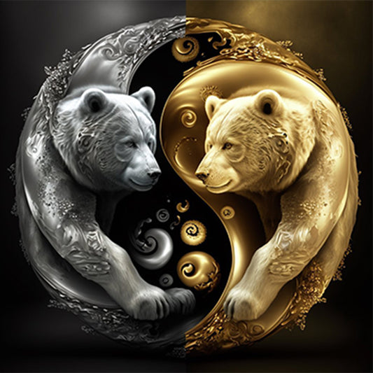 Bear Yin Yang Diagram - Full Round Drill Diamond Painting 30*30CM