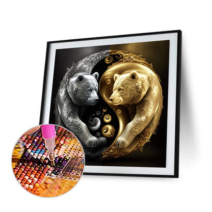 Bear Yin Yang Diagram - Full Round Drill Diamond Painting 30*30CM