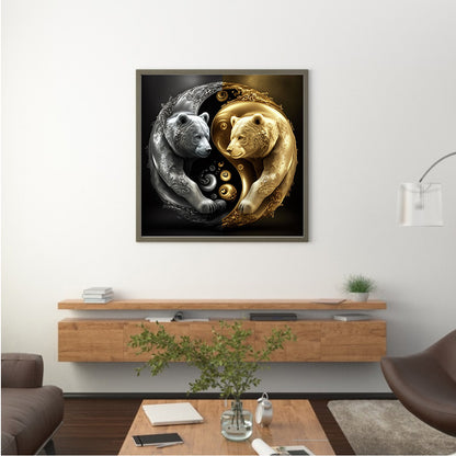 Bear Yin Yang Diagram - Full Round Drill Diamond Painting 30*30CM