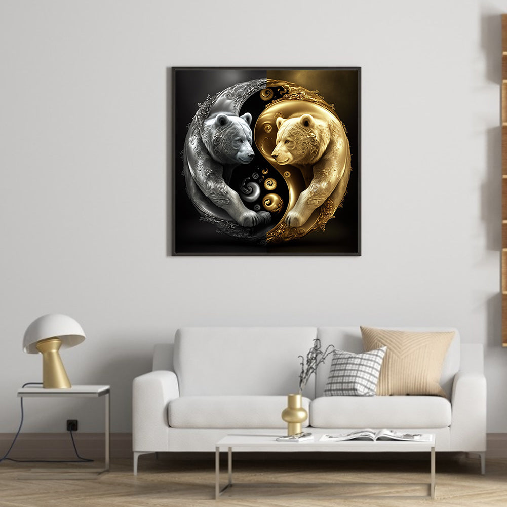 Bear Yin Yang Diagram - Full Round Drill Diamond Painting 30*30CM