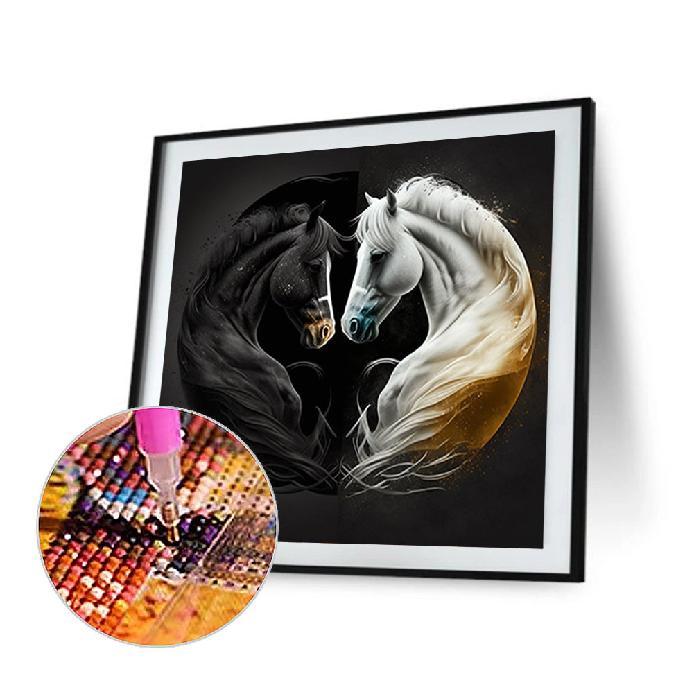 Horse Yin Yang Diagram - Full Round Drill Diamond Painting 30*30CM