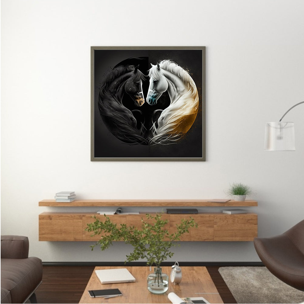 Horse Yin Yang Diagram - Full Round Drill Diamond Painting 30*30CM