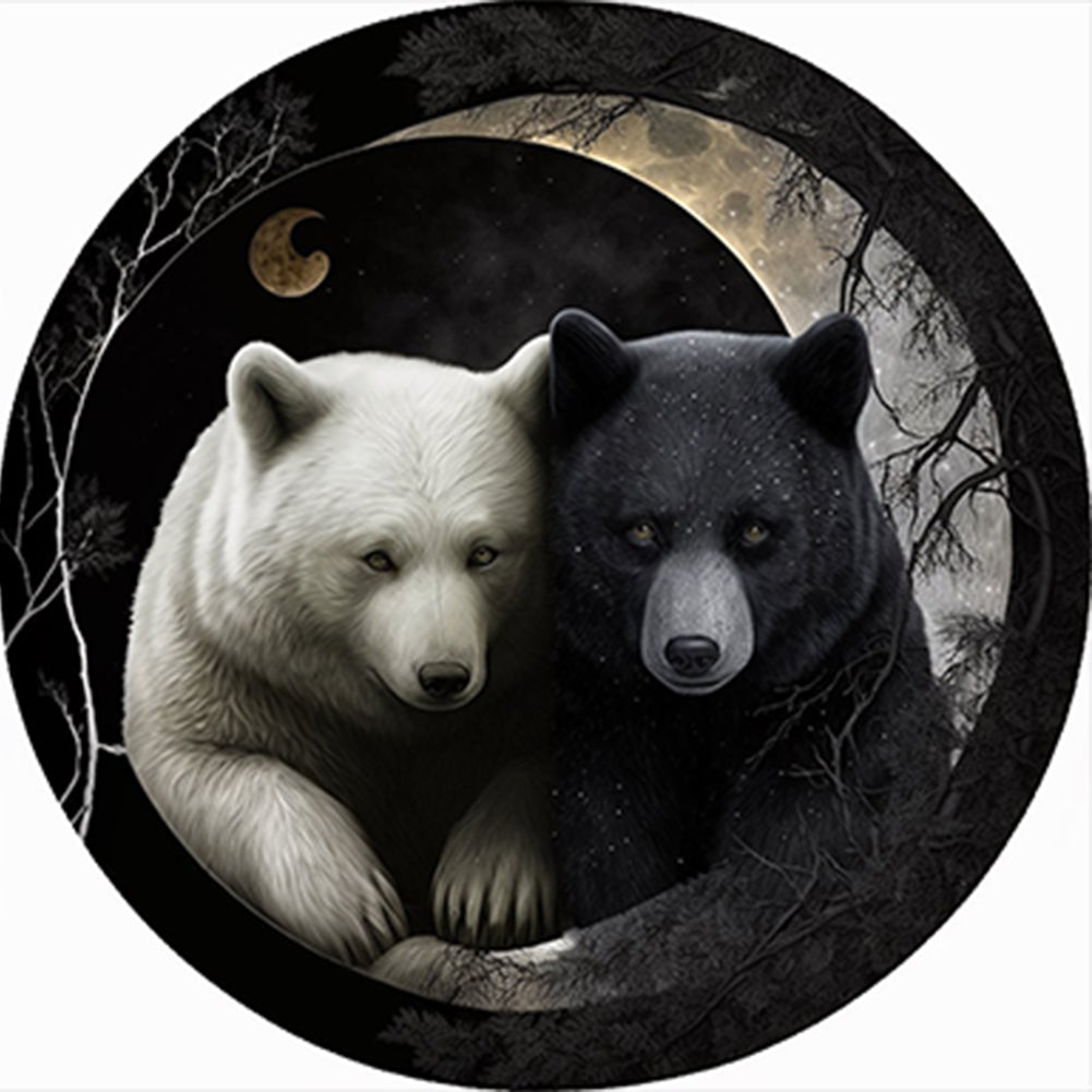 Bear Yin Yang Diagram - Full Round Drill Diamond Painting 30*30CM