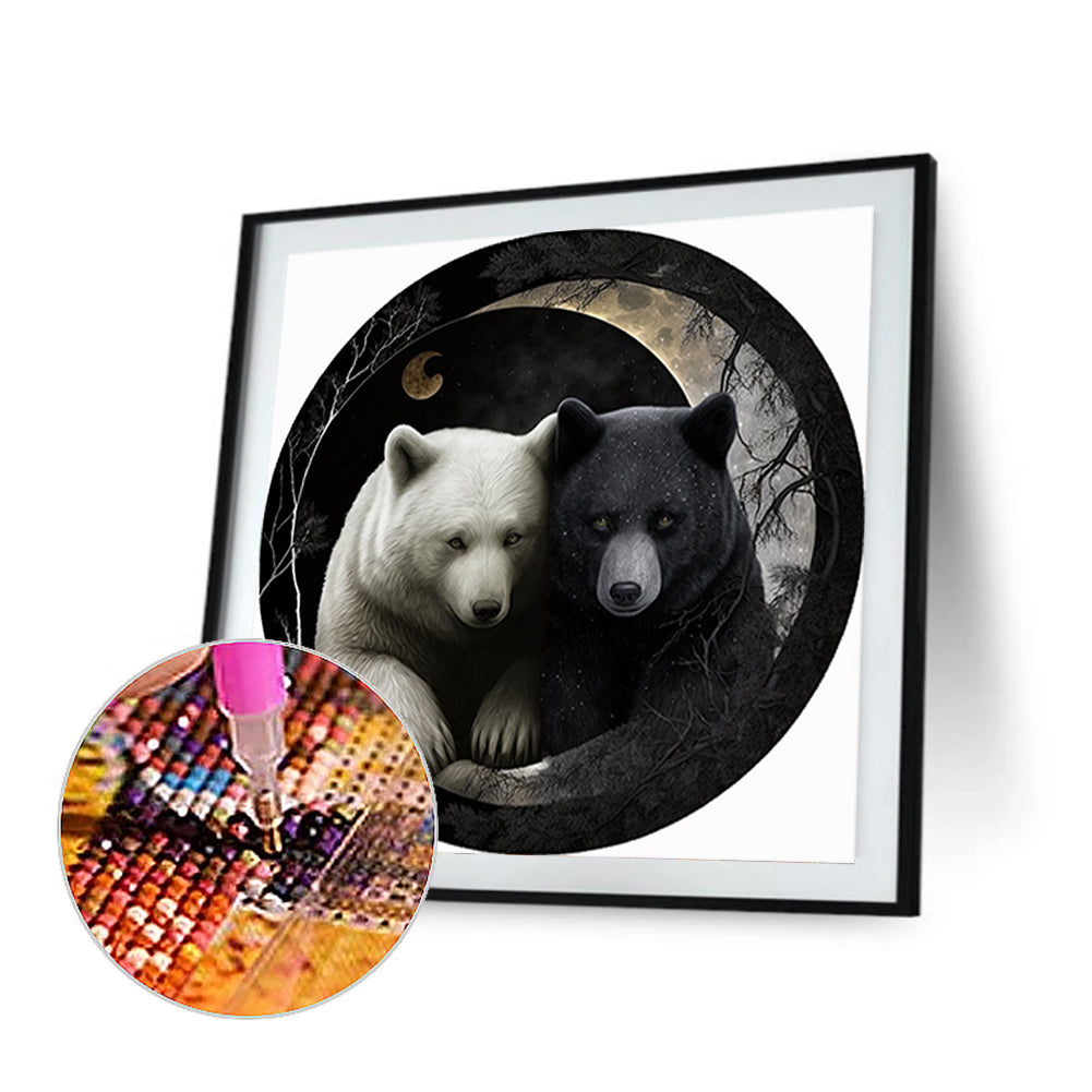 Bear Yin Yang Diagram - Full Round Drill Diamond Painting 30*30CM