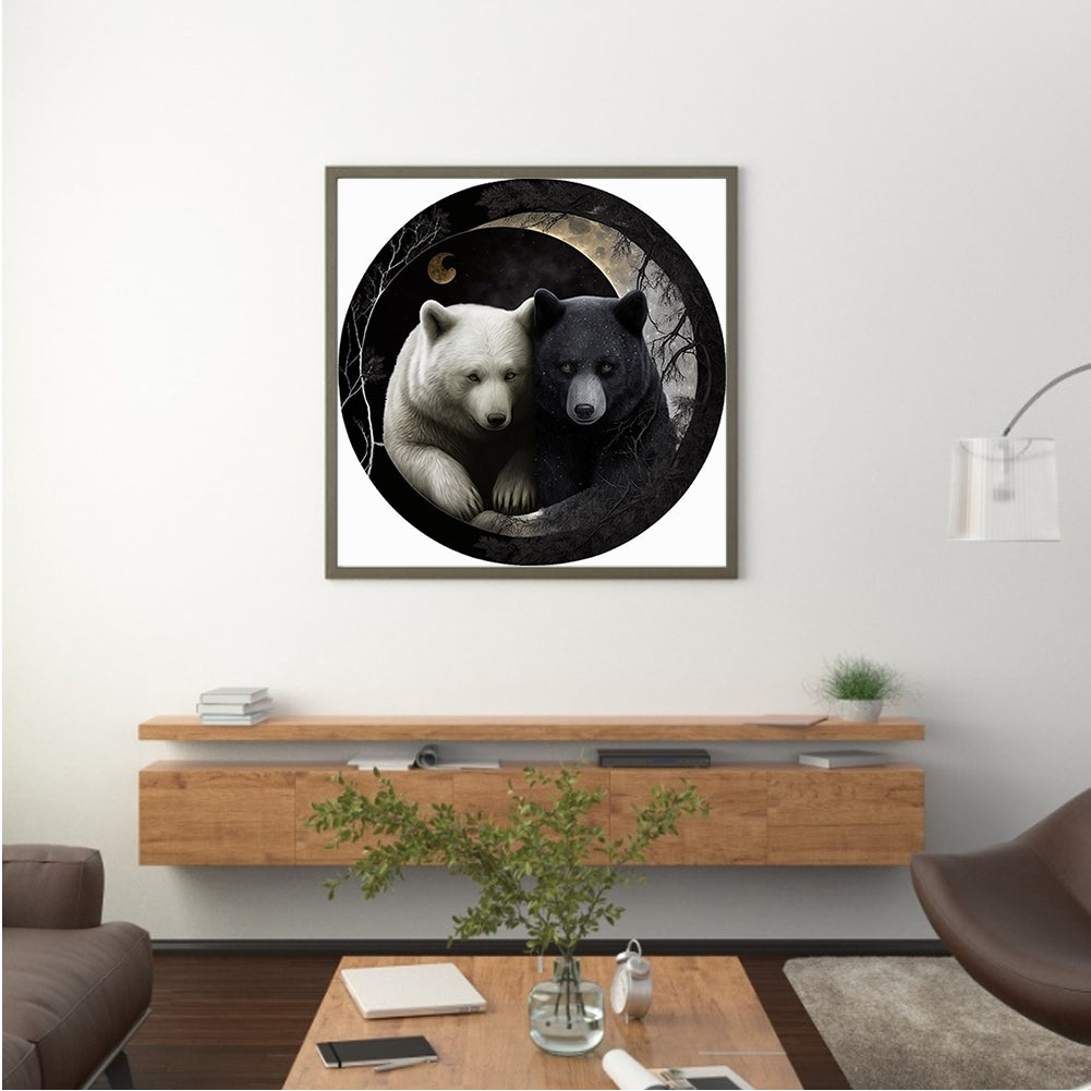 Bear Yin Yang Diagram - Full Round Drill Diamond Painting 30*30CM