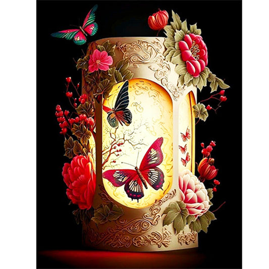 Butterfly Lantern - Full Round Drill Diamond Painting 30*40CM