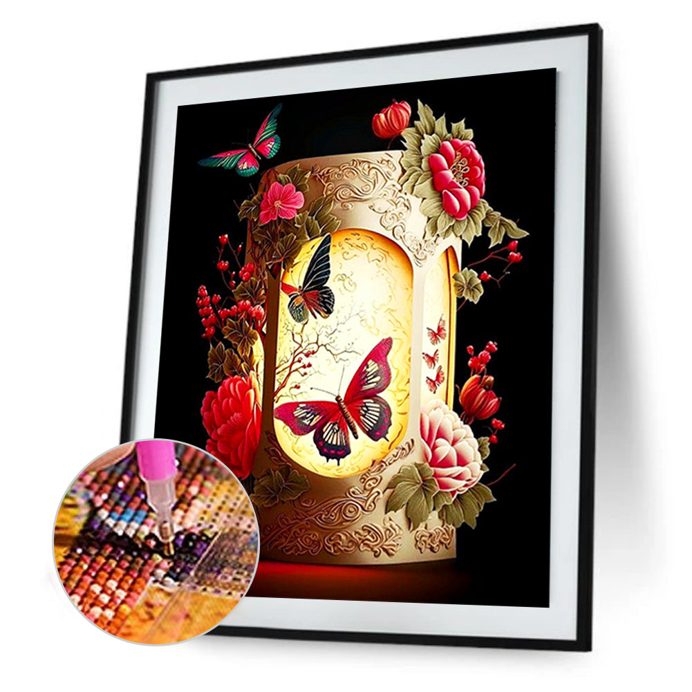 Butterfly Lantern - Full Round Drill Diamond Painting 30*40CM