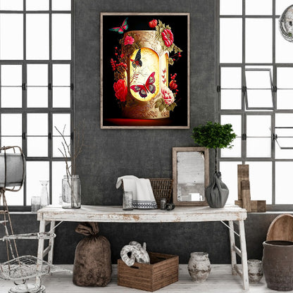 Butterfly Lantern - Full Round Drill Diamond Painting 30*40CM