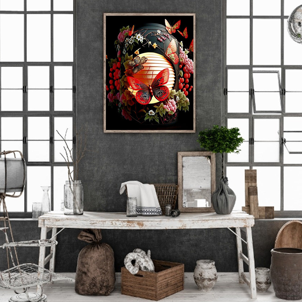 Butterfly Lantern - Full Round Drill Diamond Painting 30*40CM