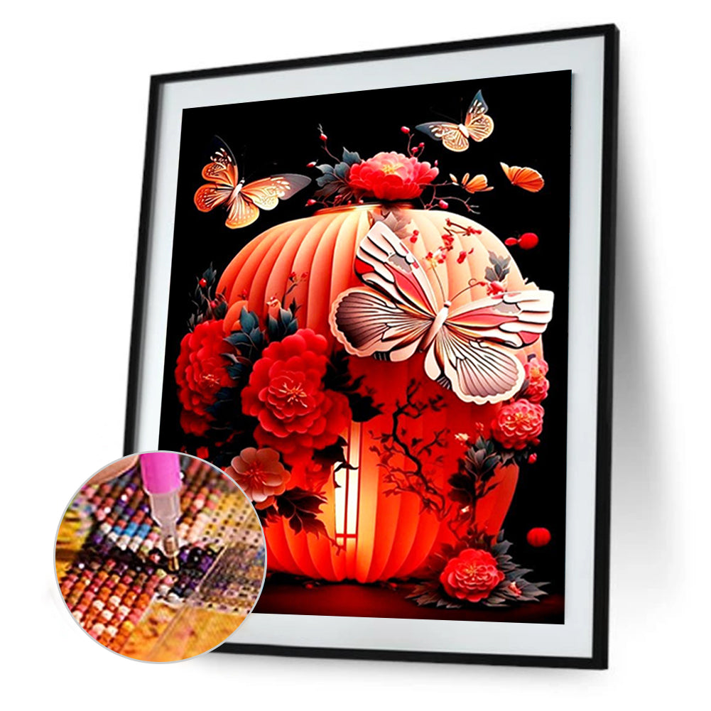 Butterfly Lantern - Full Round Drill Diamond Painting 30*40CM