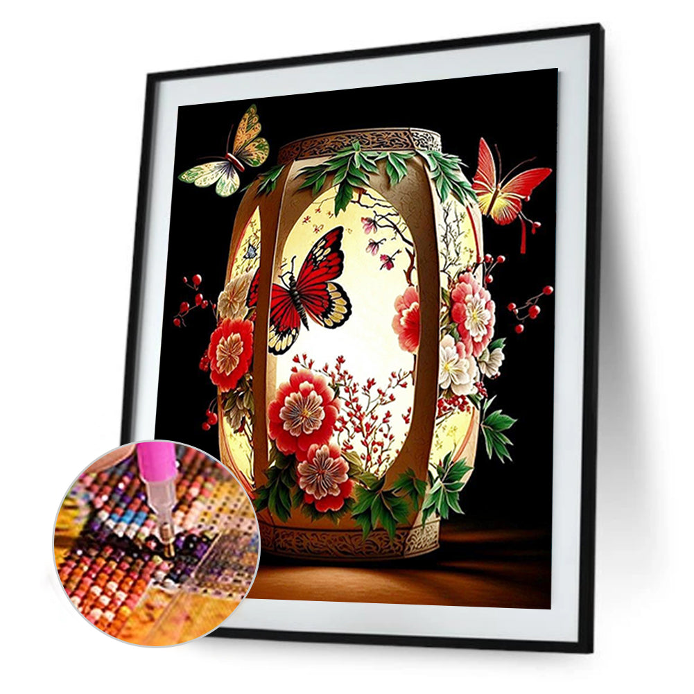 Butterfly Lantern - Full Round Drill Diamond Painting 30*40CM