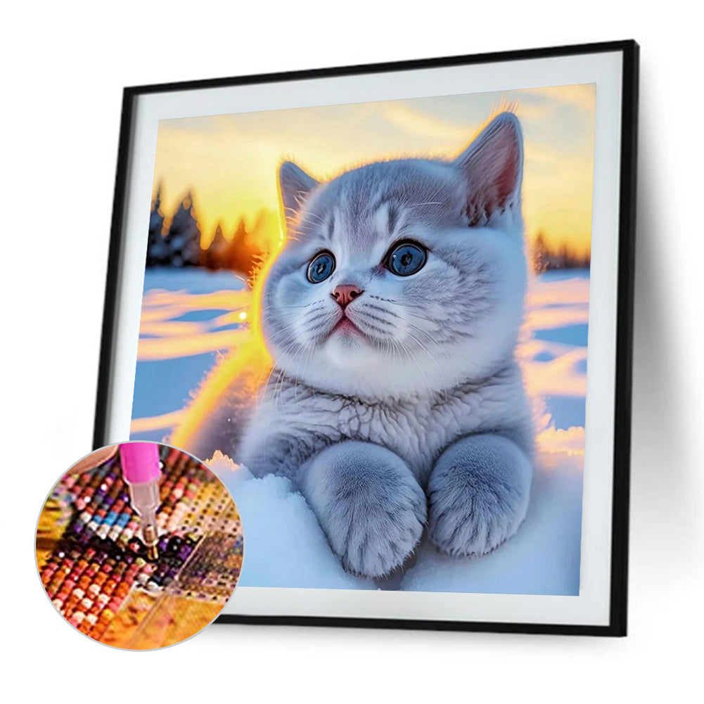 Cat In The Snow - Full Round Drill Diamond Painting 30*30CM