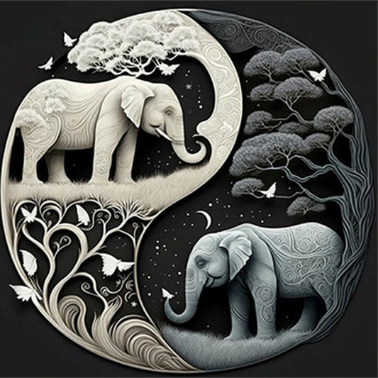 Elephant Yin Yang Diagram - Full Square Drill Diamond Painting 35*35CM